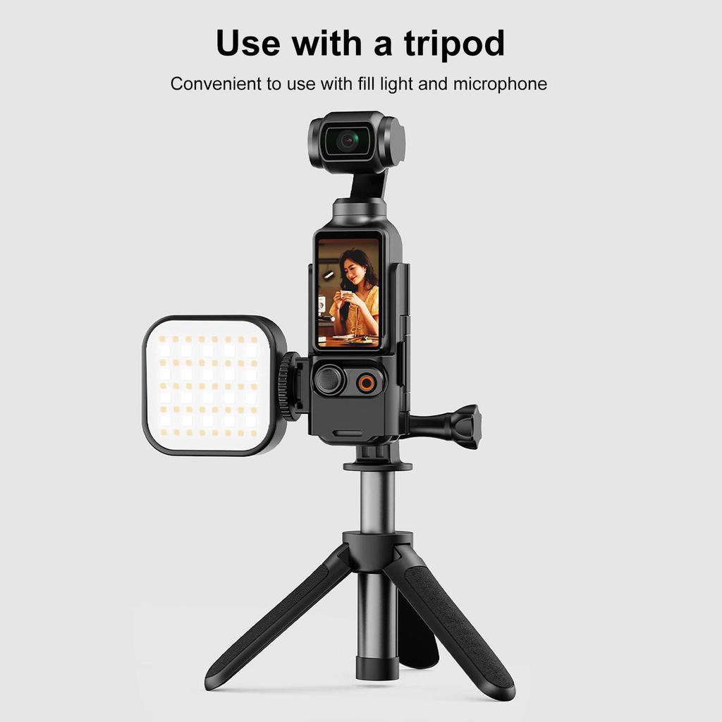 PULUZ PU722B For DJI Osmo Pocket 3 Extension Adapter Protective Frame Extended Handle Cold Shoe Mount Bracket