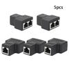 5 PCS 1 Into 2 Three Way RJ45 Ethernet Splitter Adapter Wire Extender  Internet Network Extension