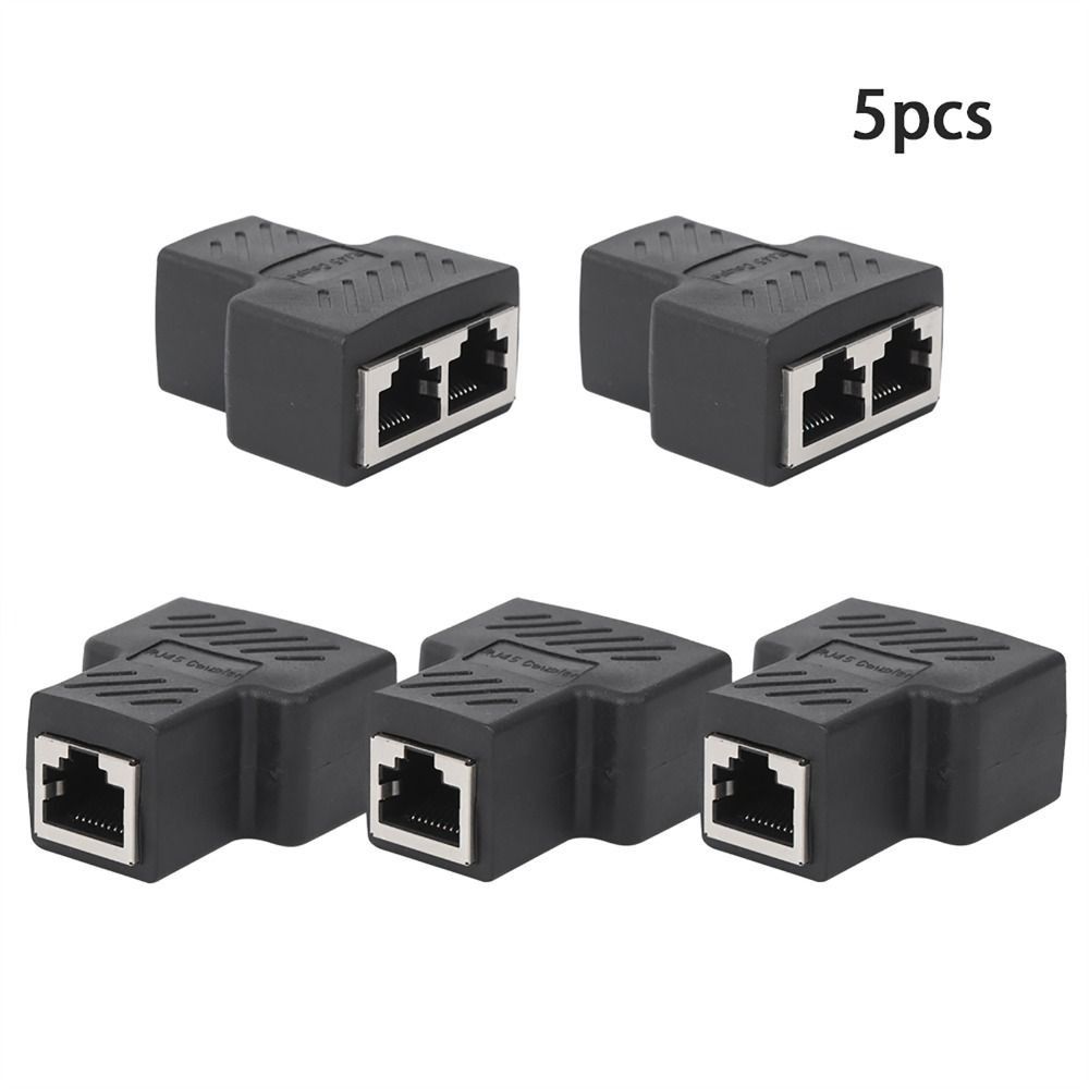 5 PCS 1 Into 2 Three Way RJ45 Ethernet Splitter Adapter Wire Extender  Internet Network Extension