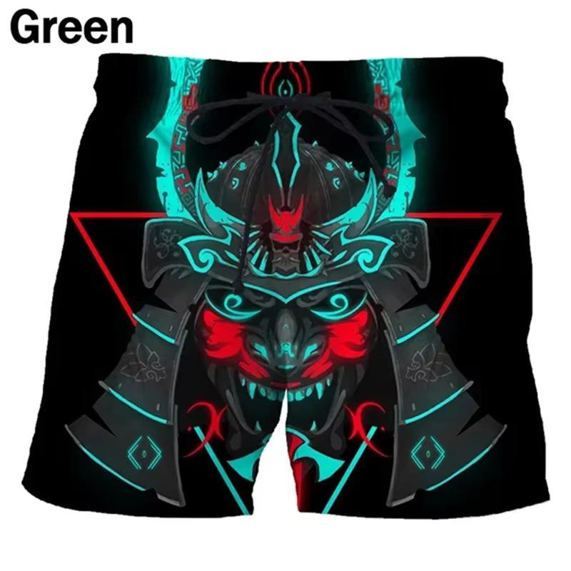 Print Shorts Japanese Japan Samurai Ghost Devil Demon Dark Training Muay Thai Kickboxing Boxing MMA Unisex Gym Fitness Workout Quick Dry Elastic Waist