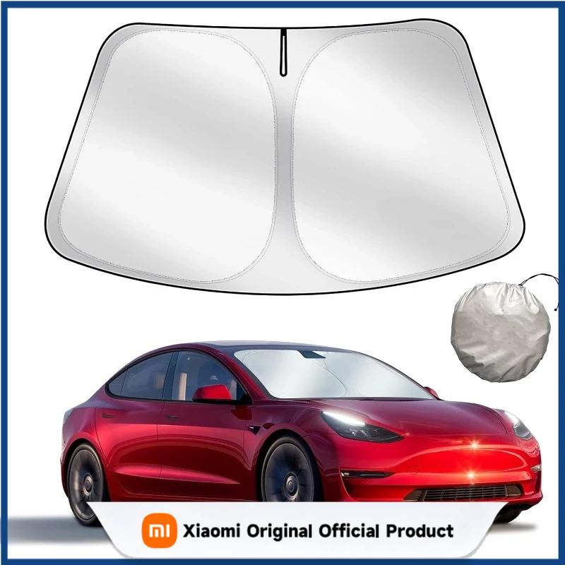 Xiaomi Для Tesla Солнцезащитный козырек на лобовое стекло Складной чехол-заслонка от солнца на переднее стекло Защита от жары Козырек для Model Y Model3 2024 Аксессуары