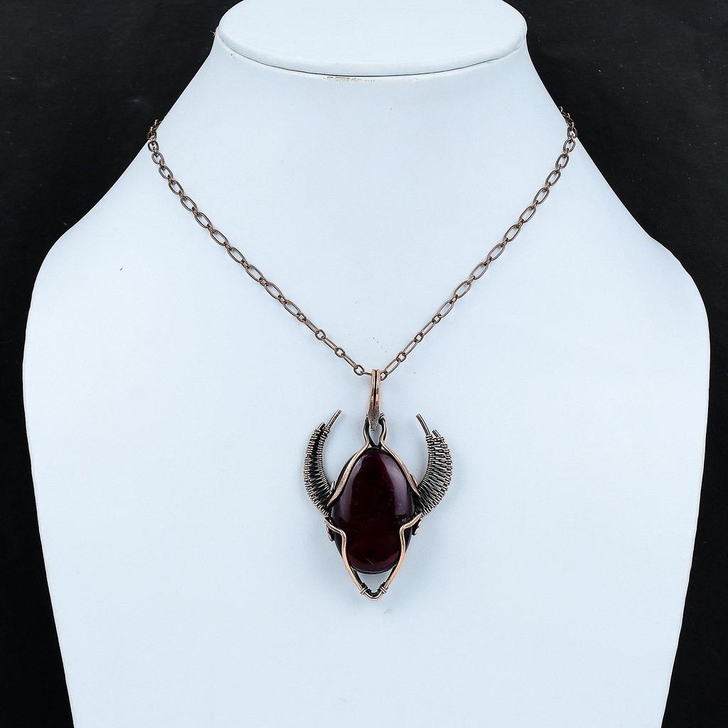 Красный огненный лабрадорит кулон медная проволока обернутый кулон драгоценный камень ручная работа кулон медная проволока обернутый ювелирные изделия для подарка кулон в форме бычьей морды