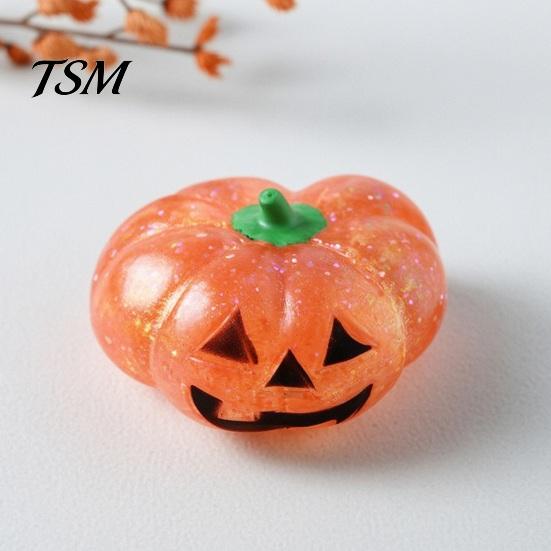 Glitter Pumpkin Desk Toy 1/4Pcs Halloween Stress Relief Toy, Smiling Head Squeeze Clear Fidget Office for Relieve Anxiety Sparkly
