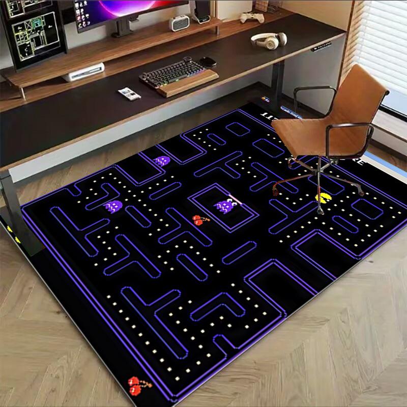 1pc Pacman Classic Gameplay Carpet for Playroom Bedroom Living Room Sofa Home Decor,kids Game Area Rug Non-slip Floor Mat Y730146