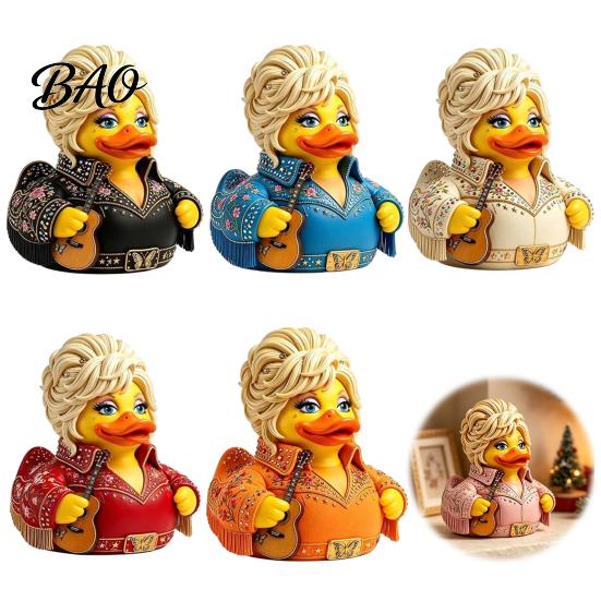 Detailed Guitar Playing Duck Ornaments Charming Novelty Ornament, Musical Theme with Colorful Rhinestone Decorations Decor, Decorative Collectible