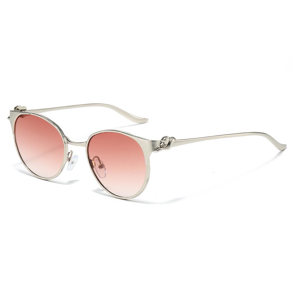 New fashionable men's and women's high-end metal sunglasses personalized oval glasses men's and women's sunscreen sunglasses