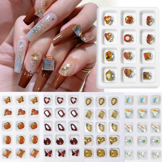 1 коробка, украшение для ногтей, стразы, 3D сердце/квадратный искусственный кристалл, Шарм, украшения для ногтей своими руками, чехол для телефона, декоративные аксессуары, принадлежности для маникюра