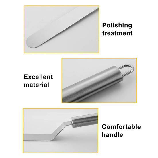 Лопатка для крема из нержавеющей стали, изогнутый инструмент для глазури для украшения торта 6/8/10/12 дюймов, удобная ручка, инструменты для торта своими руками, приспособления для глазури