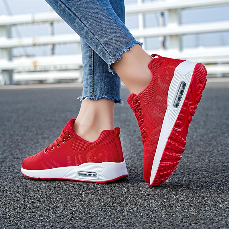 Women’s Black Running Sneakers Casual Red Sport Shoes White Walking Jogging Shoes Over Sized