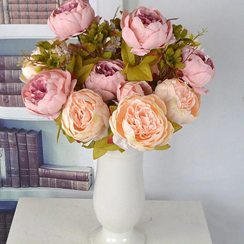 1pc,Realistic Peony Silk Flowers Champaign Color for Home Decor AndWeddings-DIY Craft and Bridal Bouquet - Indoor and Outdoor