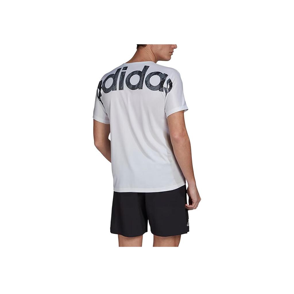 adidas Влагоотводящая быстросохнущая легкая дышащая футболка с круглым вырезом и коротким рукавом для мужчин, белые топы GK4320