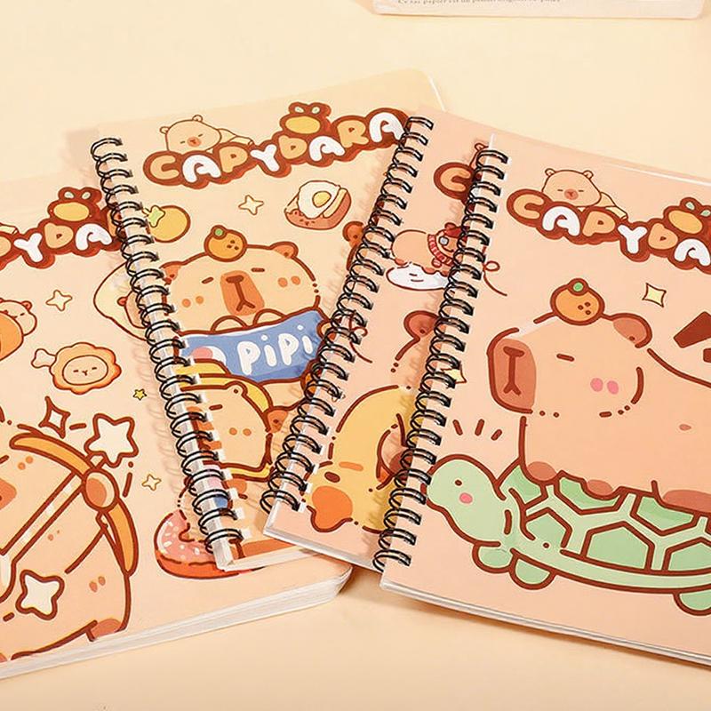 1Pc Random Style Creative Capybara Coil Notebook Cute Cartoon Notebook Horizontal Row Student Stationery Gift