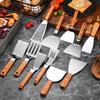 Многофункциональная кухонная лопатка из нержавеющей стали с деревянной ручкой: Теппанъяки, Сковорода, С прорезями, Стейк, Треугольная, Пицца, Торт, Блинная лопатка
