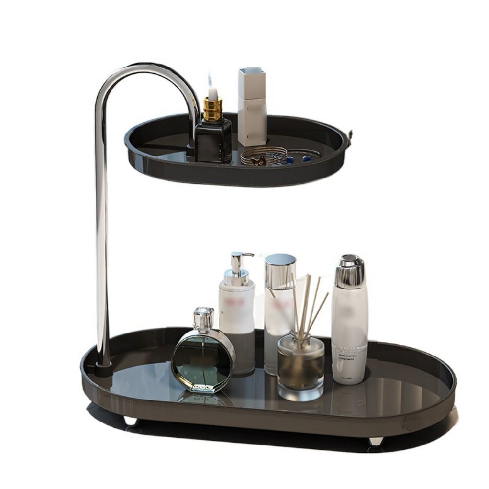 Space Saving Desktop Storage Tray Stainless Steel Rod Makeup Storage Display Stand Kitchen