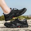 Нескользящие мужские походные туфли из натуральной кожи, дышащие мужские повседневные кроссовки со шнуровкой и сеткой, летняя обувь для активного отдыха