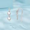 Silver double hanging HEART earrings with open hooks