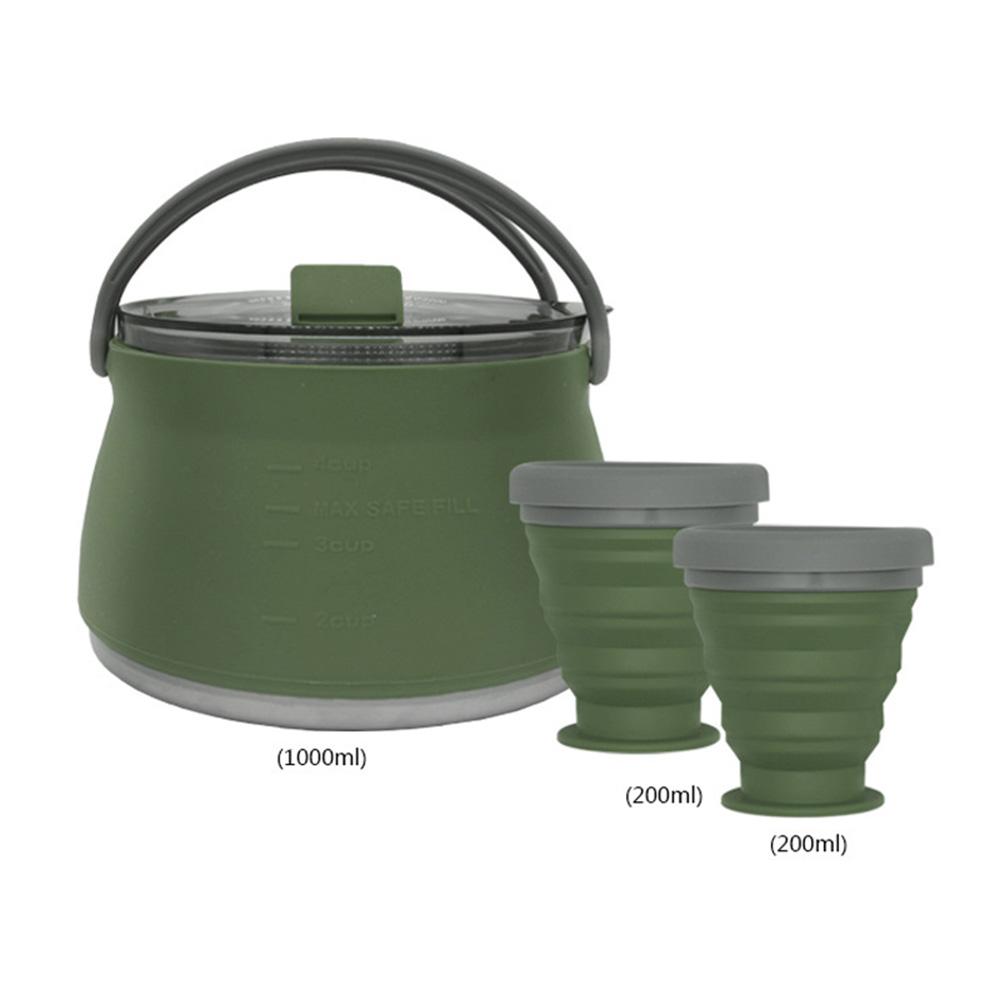 3/4/5 шт. Силиконовый складной чайник для кемпинга, кипящая вода, герметичная чашка для чая, кофе, кружка, посуда для отдыха на открытом воздухе, термостойкая.