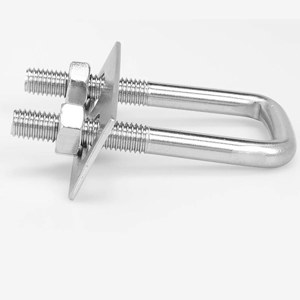 2Sets New 304 Stainless Steel Square Clamp Right Angle U-bolt With Baffle Pipe U-clamp Screw M6 Squa Bolt