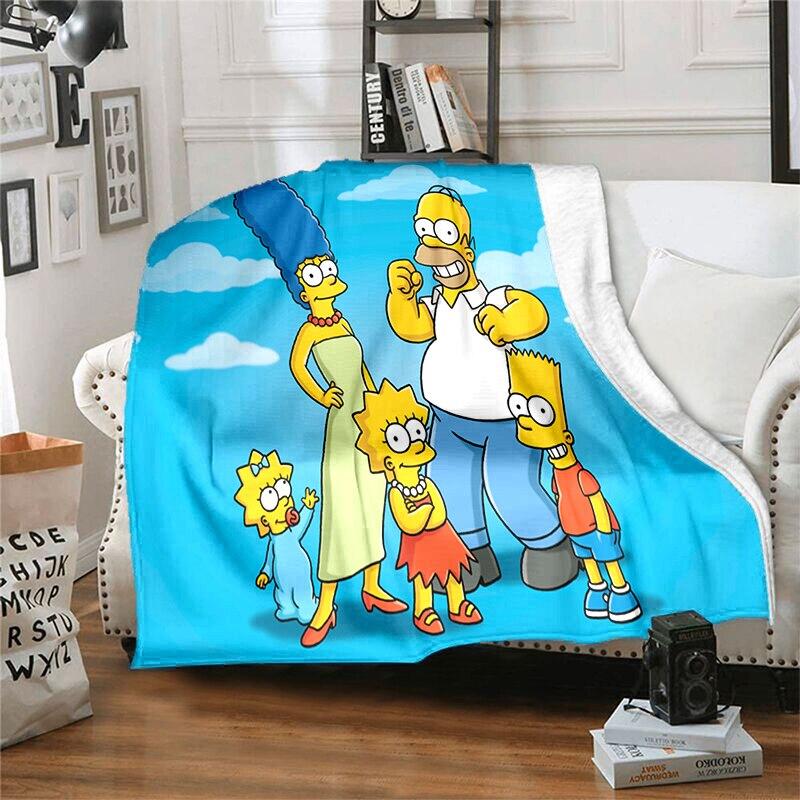 S-Симпсон Мягкий Плюшевый Диван-кровать Покрывало Мультяшное Современное Фланелевое Покрытие Одеяла Печатное Покрывало на Одеяло Подарок Пледы для Пикника
