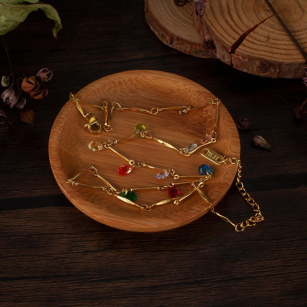 Европейская и американская персонализированная цепочка на ключицу с кисточками и кристаллами, модное ожерелье из нержавеющей стали для женщин