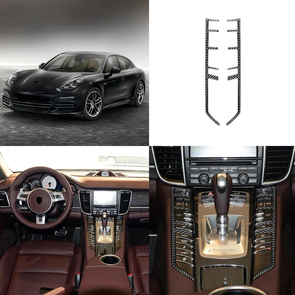 Для Porsche Panamera 2010-2016 настоящее углеродное волокно, центральная функция управления, кнопка, рамка, полоски, аксессуары для салона автомобиля, наклейка