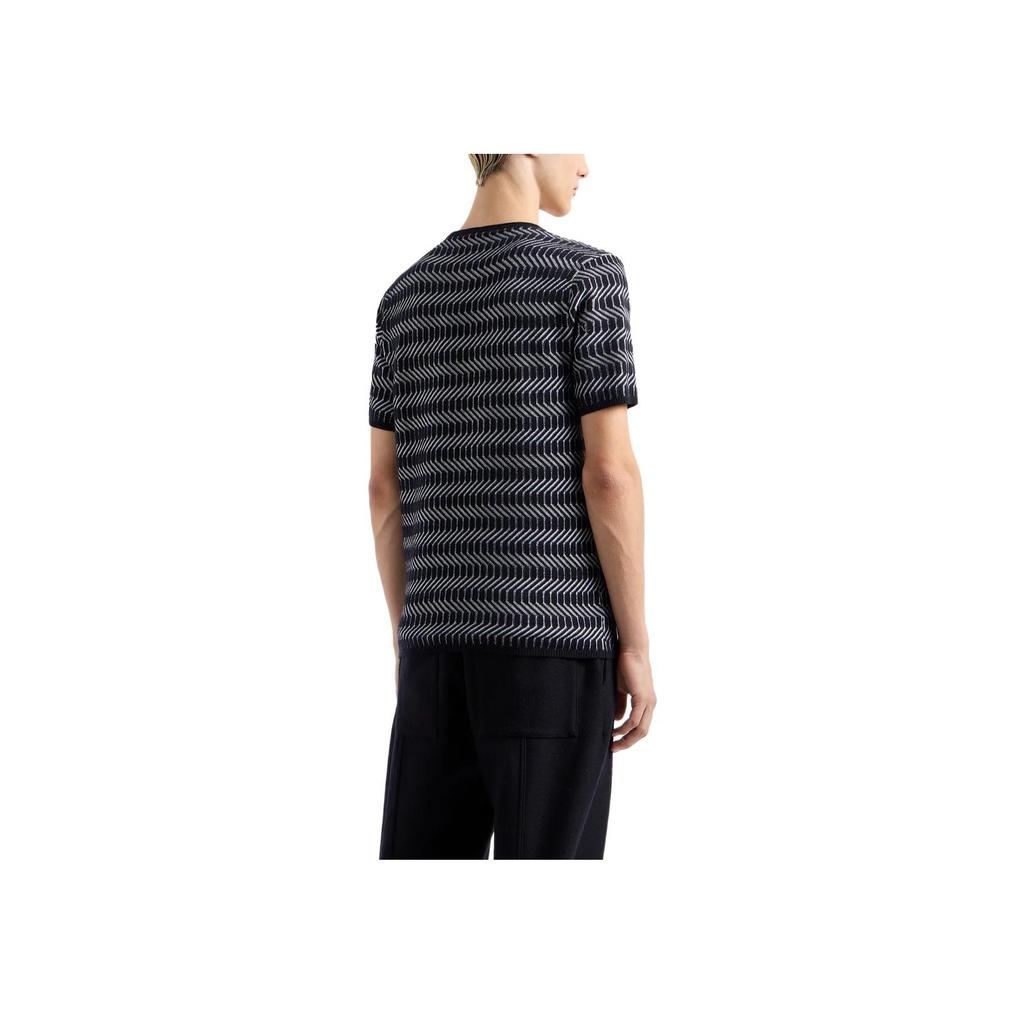 Emporio Armani Свитер мужской с коротким рукавом, круглым вырезом, жаккардовый узор, коллекция Весна-Лето 2024, разноцветный, EM000510-AF122221-FB078