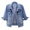 Women Denim Jacket Lapel Flap Pockets Denim Coat Single Breasted Casual Short Coat Lady Outerwear Plus Size