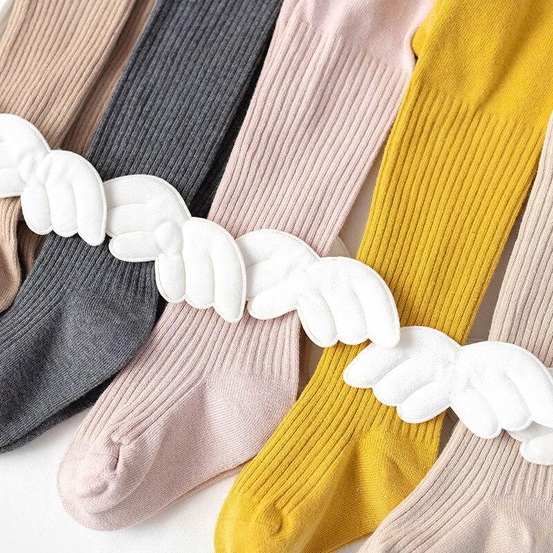 1 пара милых колготок, леггинсов, носков для маленьких девочек, хлопковые весенне-осенние колготки с крыльями ангела, кавайные носки для детей 0-6 лет