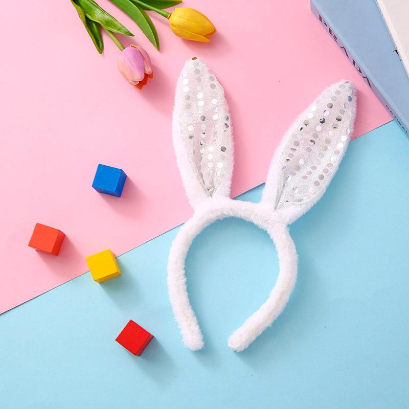1PC Plush Sequin Rabbit Ear Headband Cross-border  Children's Holiday Party Halloween Dressing Headwear.