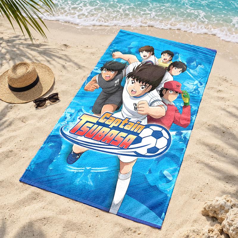 CAPTAIN TSUBASA Microfiber Beach Towel Quick Dry Sand Free Lightweight Beach Towels for Travel Swimming Camping