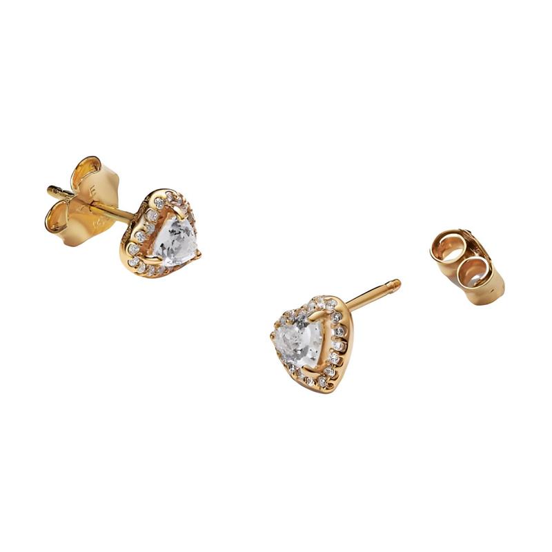 Pandora Original design, gold-plated, copper-silver alloy, synthetic cubic zirconia, earrings, same style for men and women, gold 268427C01