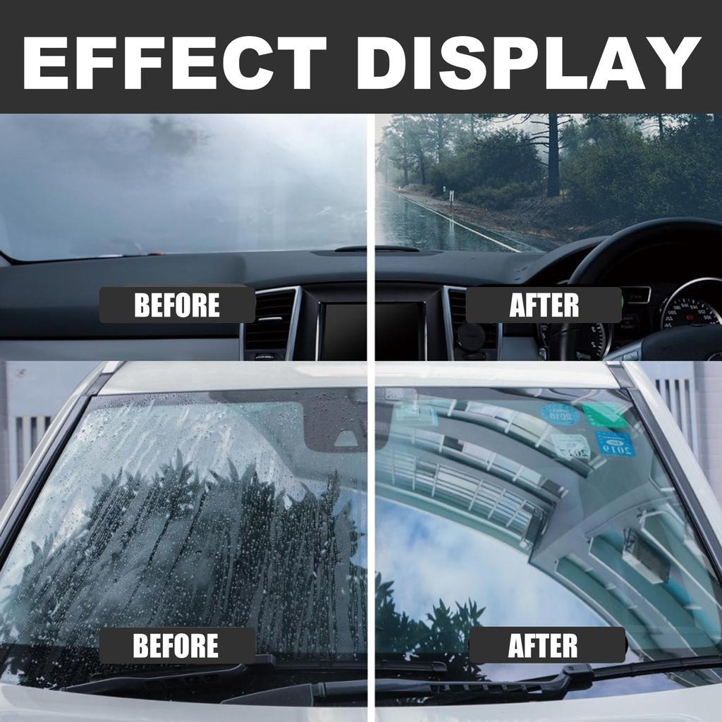 RAYHONG Windshield Cleaner 150ml,Powerful Stain Removal & Anti-Rain/Fog Formula, Free Sponge Included for Worry-Free Driving