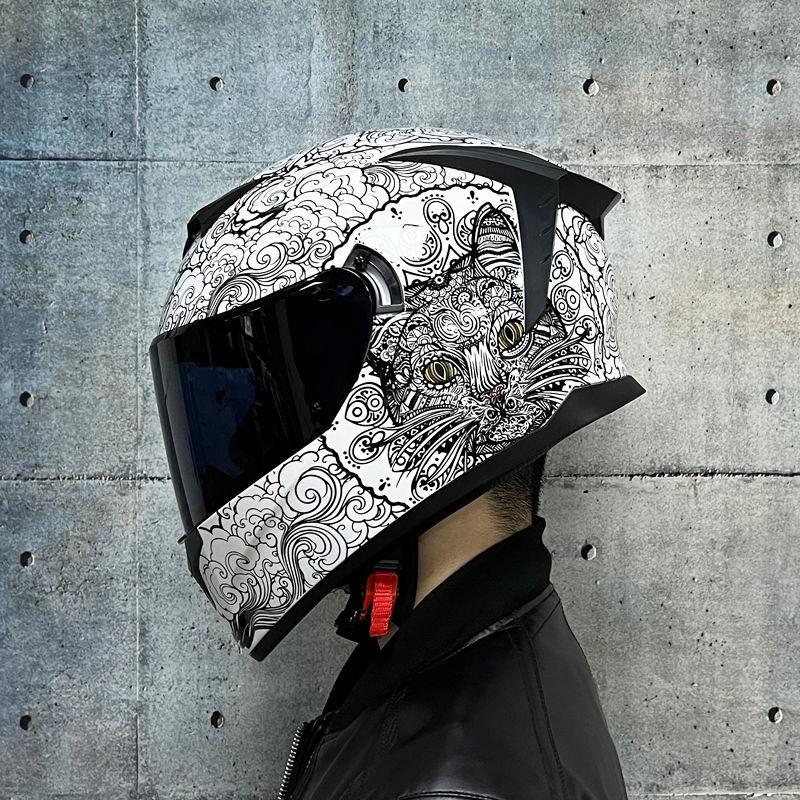 LVS Full Face Motorcycle Helmet Men Women Racing Style Glossy Colorful Design DOT Approved Size S M L XL