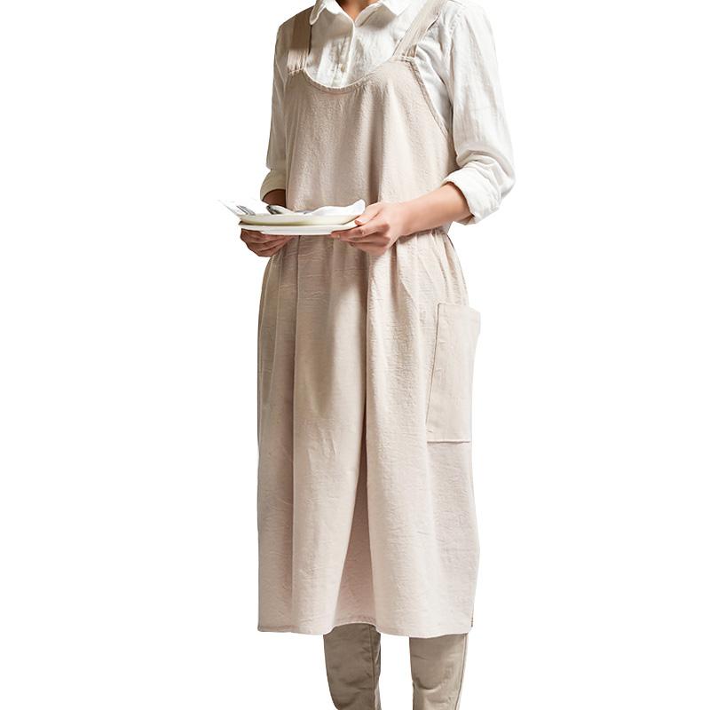 Женские хлопковые и льняные японские фартуки для домашней работы, платье для выпечки, фартуки без рукавов, ресторан, цветочный магазин, фартук для домашней кулинарии