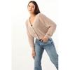 Women's Buttoned Crop Knitwear Cardigan Beige