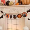Vintage Halloween Garland Decorations Spooky Wooden Pumpkin Skull Owl Witch Bat Hanging Bunting Banner for Party Home Wall Decor
