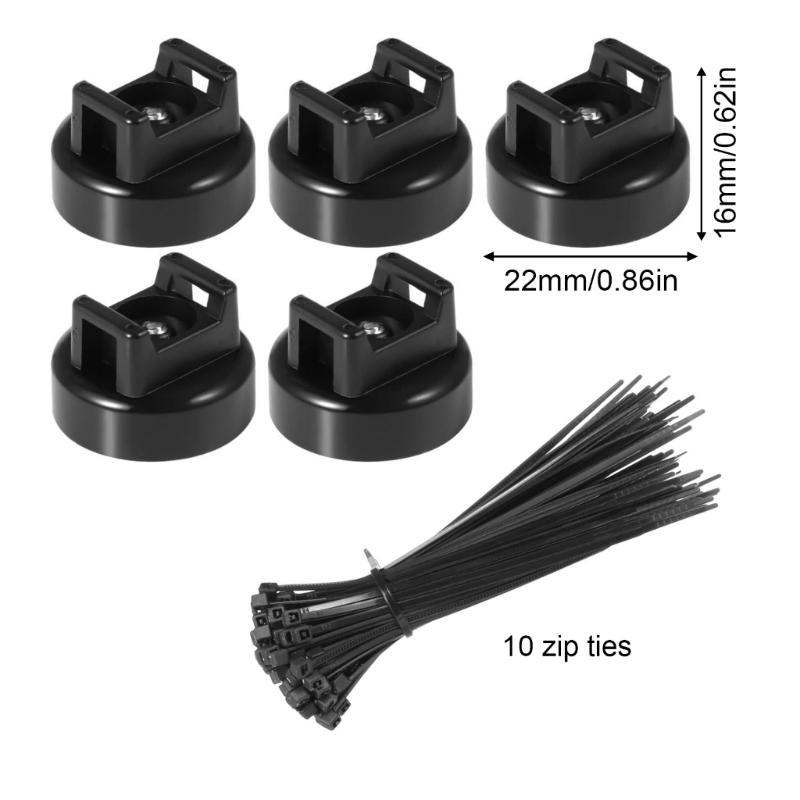 Universal Magnetic Wire Tie Holders Including 22mm Magnets Base and Tie for Indoor Outdoor Cable Management