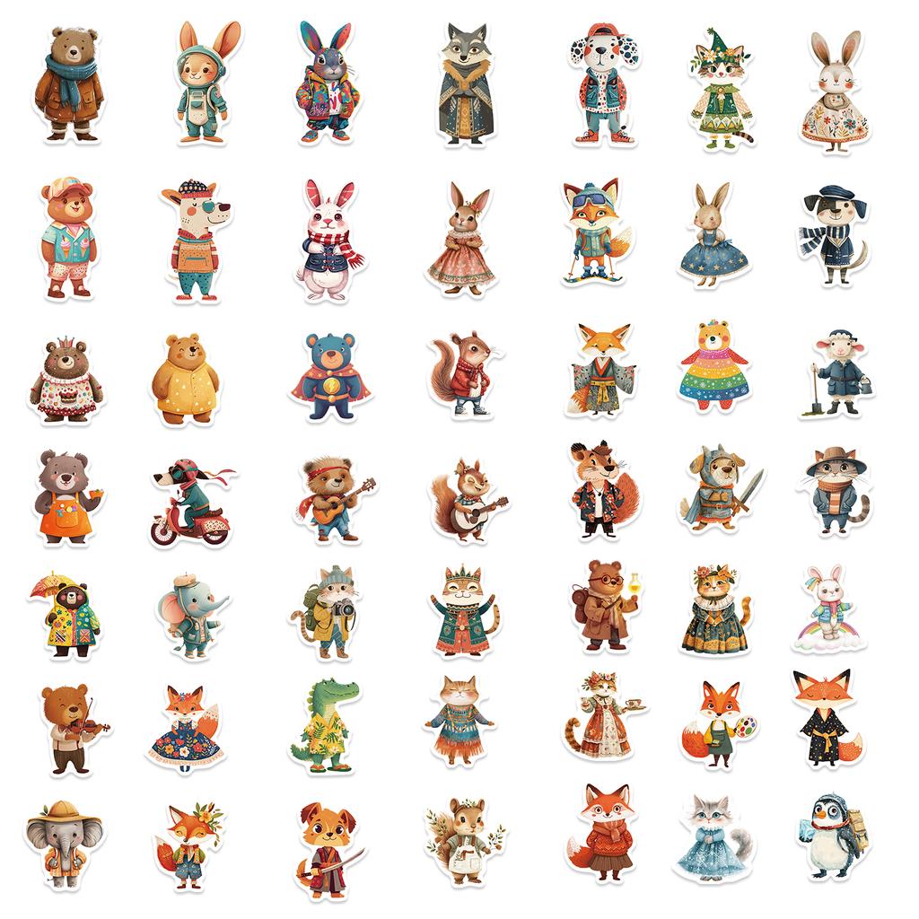 50Pcs Cartoon Zoo Wild Animals Stickers Aesthetic Diy Toy For Phone Skateboard Laptop Fridge Car Decals Fairy Tale Sticker