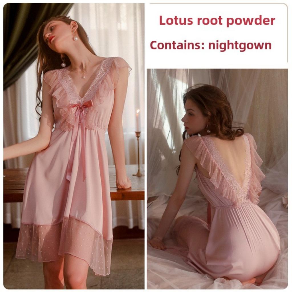 Сексуальная ночная рубашка с подтяжками, перспективный кружевной комплект с V-образным вырезом и глубоким вырезом, домашняя одежда