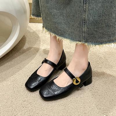 Туфли-лодочки на среднем каблуке для женщин, осень 2025, нежный темперамент, Мэри Джейн