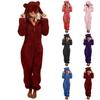 Women's And Winter Plush Hooded Jumpsuit Home Clothes Pajamas Long Sleeves
