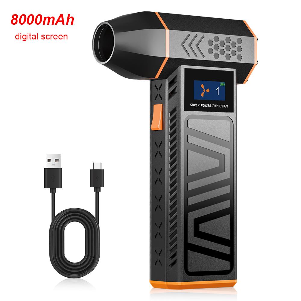 Зарядка Type-C Турбовентилятор 130000 об/мин Вентилятор для автомобиля 5 выходных сопел Портативный обдув Снег Очистка Воздуходувка Инструмент Электрический пылесос для воздуха