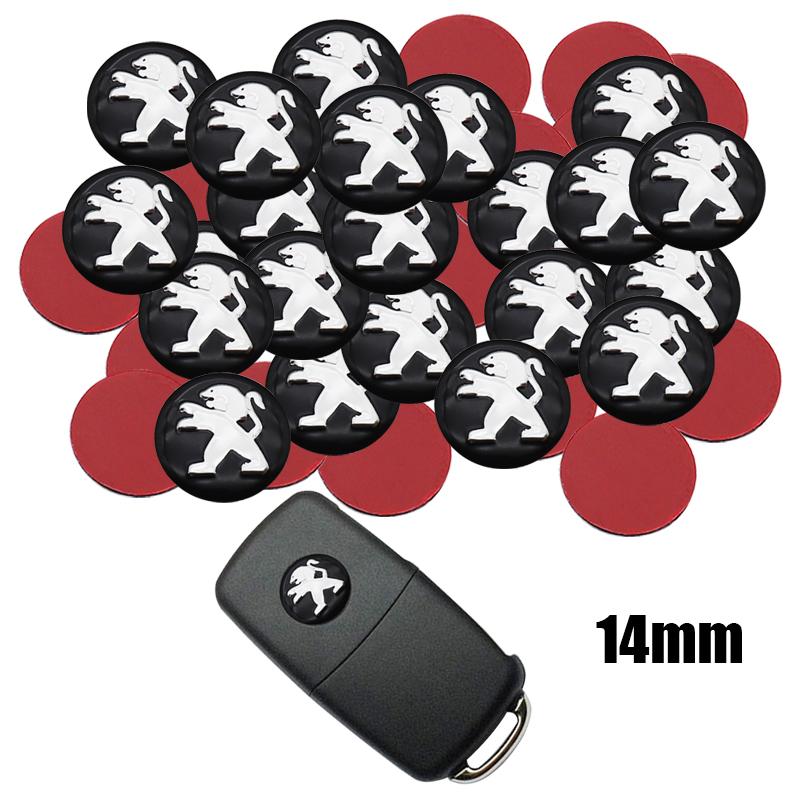 50pcs 100pcs Peugeot Hot sale old 14mm 16mm 3D Aluminum Car Logo Key Fob Decoration Emblem Auto Key Badge Sticker Accessories