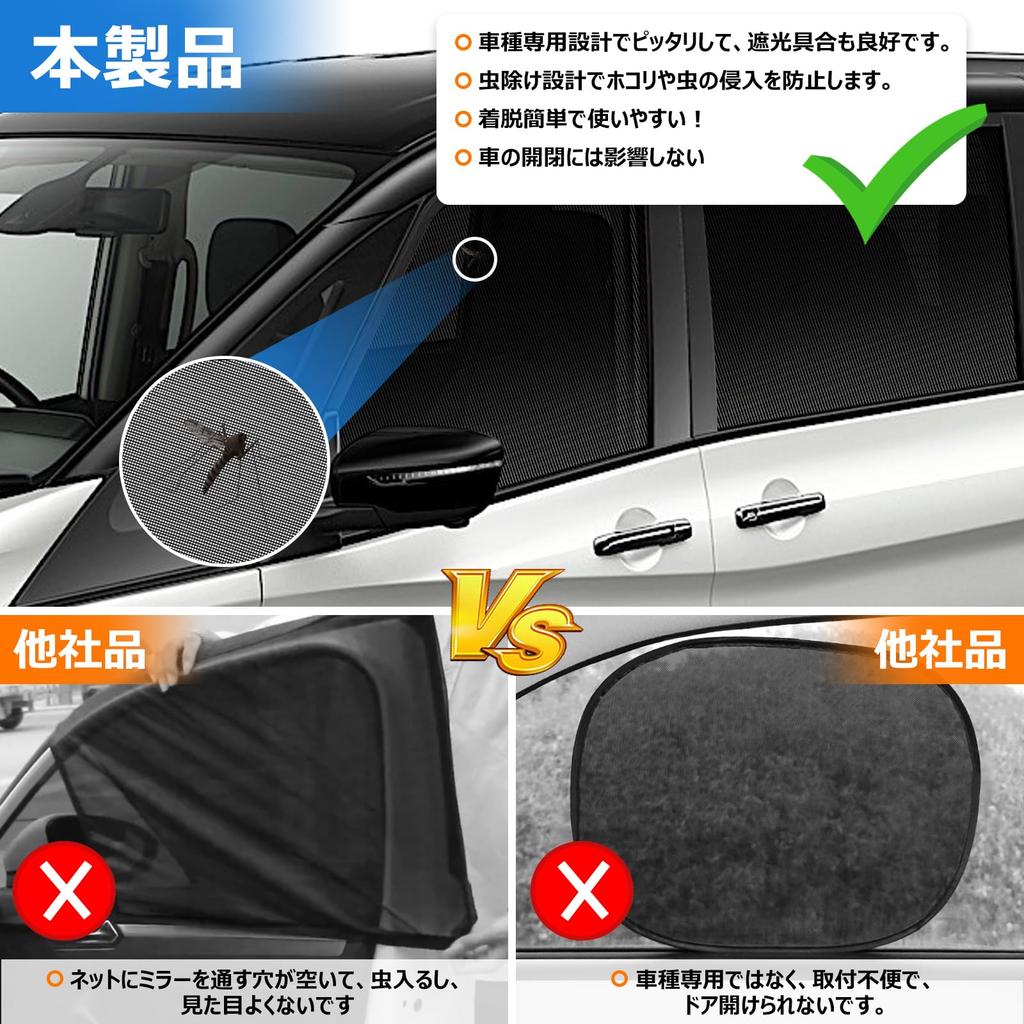 BLUESEATEC Автомобильные солнцезащитные шторки, Магнитные, Сетчатая шторка, Легкая установка/снятие, Эксклюзивный дизайн модели, Защита от насекомых,