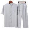 Summer Ice Silk Short Sleeve Zhongshan Collar Shirt for Middle-Aged and Elderly Men – Grandpa Chinese Style Tang Suit Set