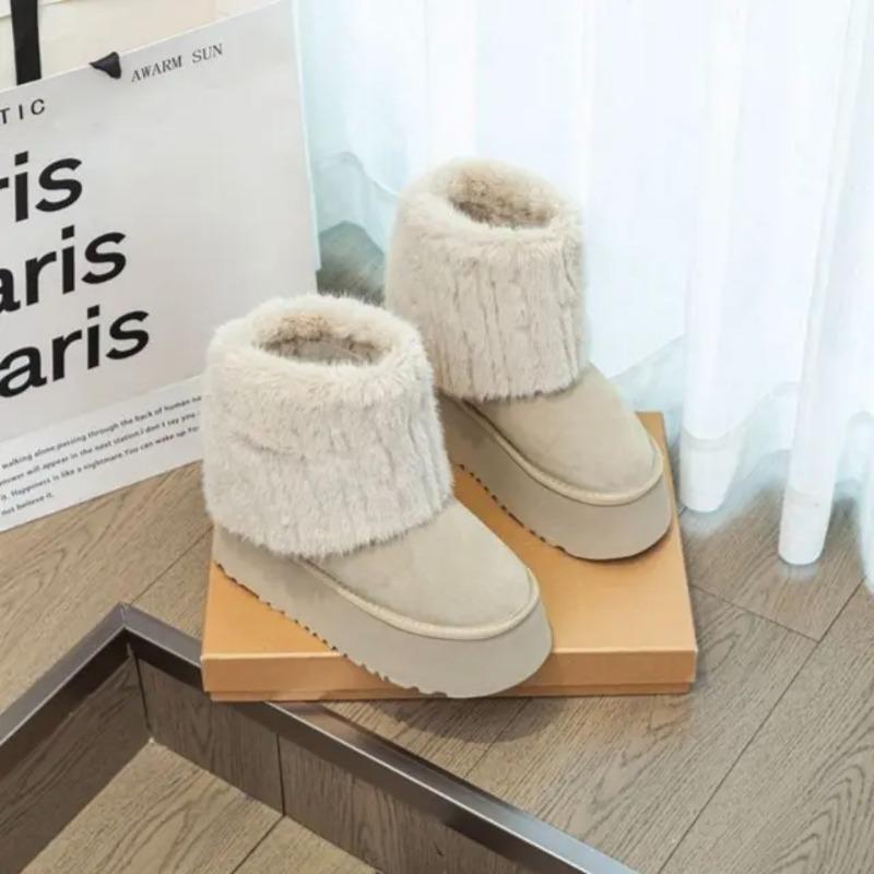 Зимние теплые сноубутсы женские зимние увеличивающие рост маффины ультралегкие на толстой подошве короткие ботинки толстые замшевые туфли-сумки женские ботинки