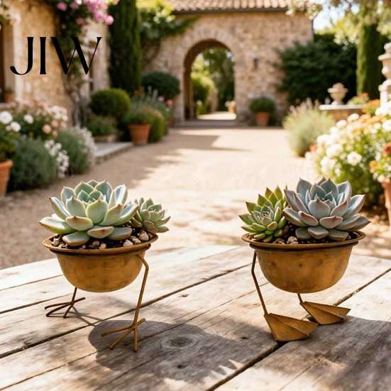 Outdoor Plant Container Metal Bird Foot Planter Bowl, Vintage Chicken Duck Paw Base Small Succulents Sculptural Flower Bowl Pot, Rustproof Flowerpot