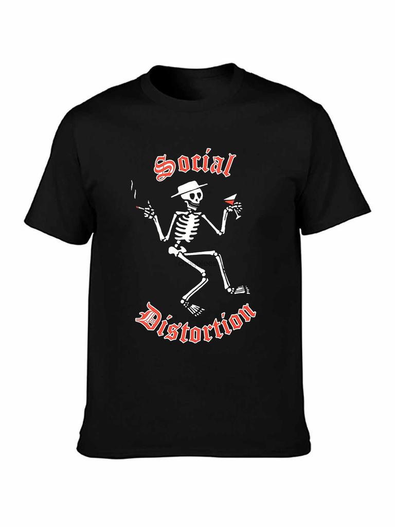Бренд Хлопок Мужская Одежда Мужская Облегающая Футболка Social Distortion Логотип Skelly Приталенная Трикотажная Футболка