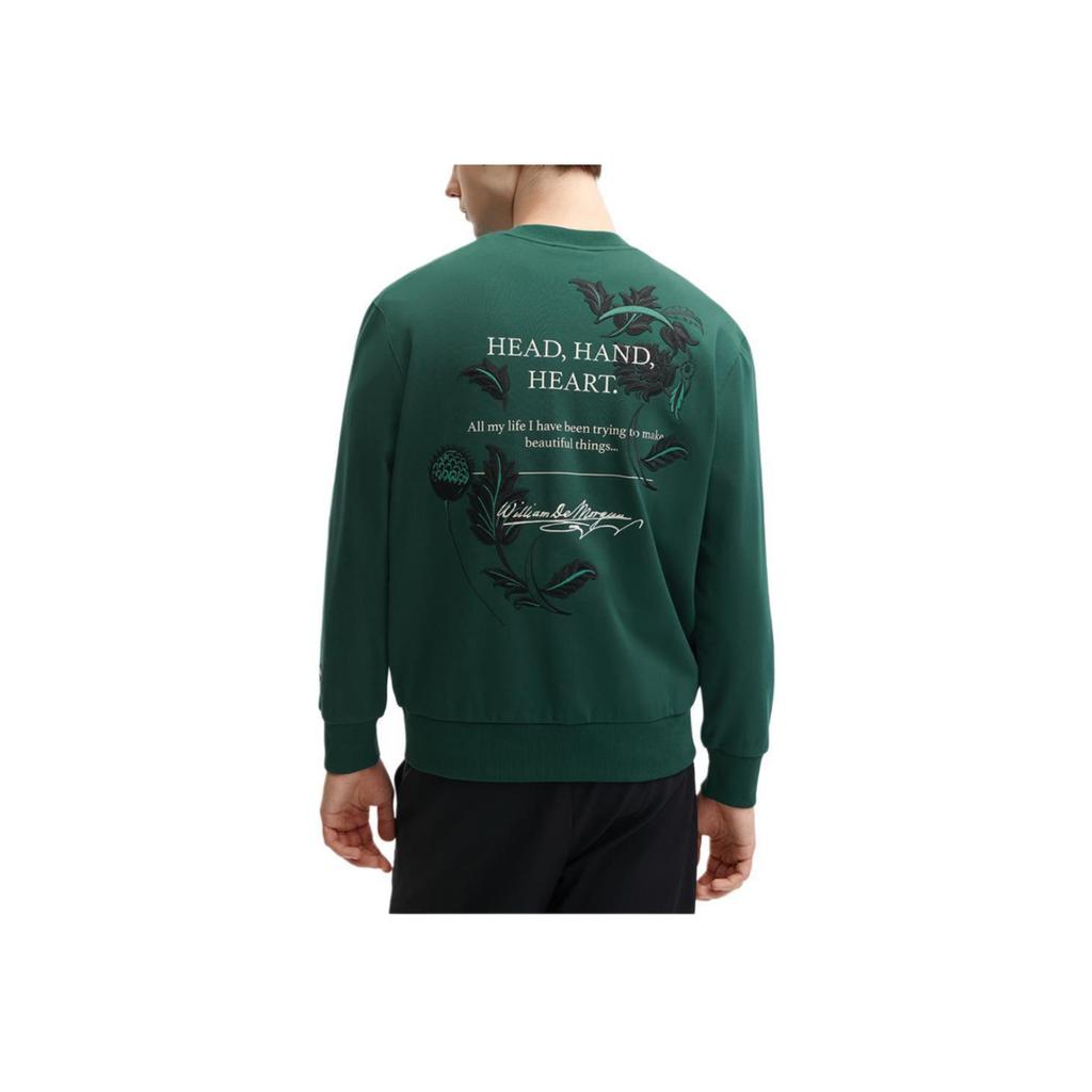 Fila X V&A Heritage Collection Morgan Series Letter Round Neck Pullover Sweatshirt Men Sweatshirt Night-Shadow-Green F11M418206F-GN
