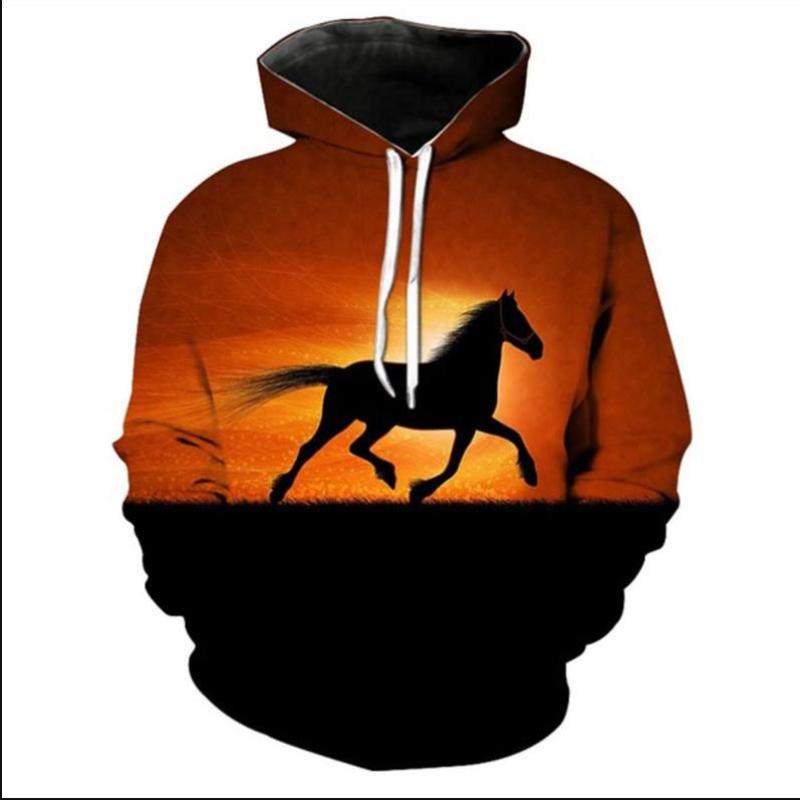 Fashion Hoodies Teen Girls 3D Printed Horse Hooded Sweatshirt Children Hoodie Loose Pullover Autumn Kids Clothes Streetwear
